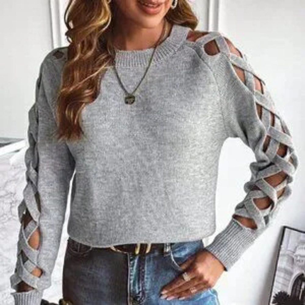 Cut Out Raglan Sleeve Sweater - Picture 3 of 5